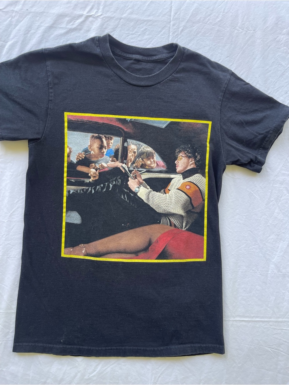 Jack Harlow Black Graphic Crewneck Tee with Yellow-Trim Photo Print